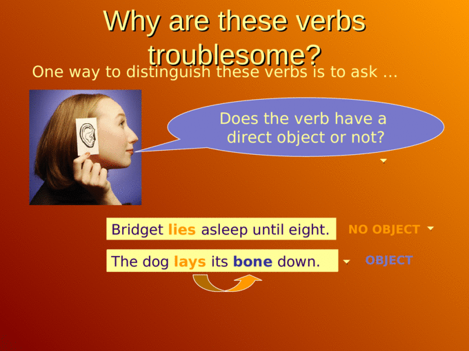 Six Troublesome Verbs Worksheet